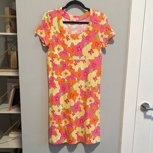 Lilly Pulitzer Floral Mini Dress in Pansy Print Pink and Orange